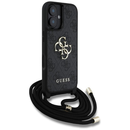 Guess 4G Big Logo Cord Strap Crossbody - Etui do iPhone 16 Plus (czarny)