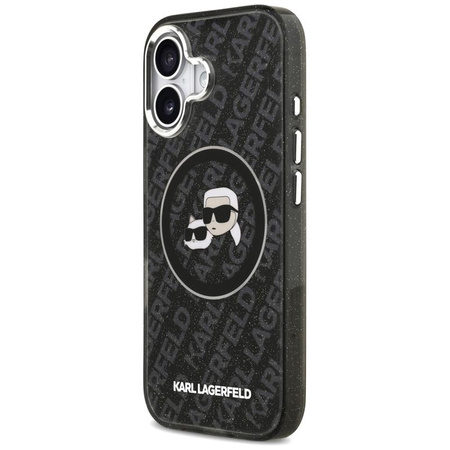 Karl Lagerfeld IML Glitter Karl & Choupette Heads Logo MagSafe - Etui iPhone 17 (czarny)