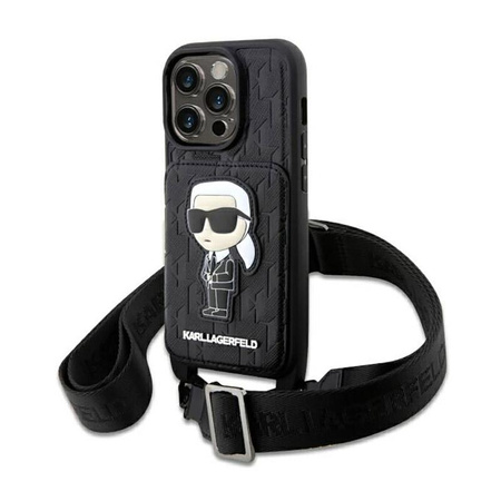 Karl Lagerfeld Crossbody NFT Saffiano Monogram Ikonik - Etui iPhone 14 Pro Max (Czarny)