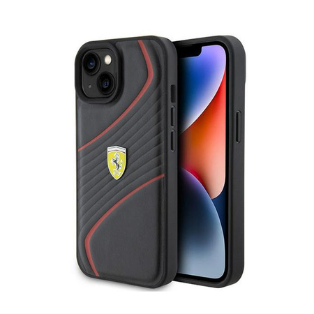 Ferrari Twist Metal Logo - Etui iPhone 15 (czarny)