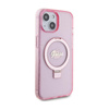 Guess Ring Stand Script Glitter MagSafe - Etui iPhone 15 Plus (różowy)
