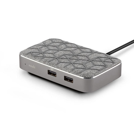 Moshi Symbus Q - Hub USB-C + ładowarka bezprzewodowa indukcyjna Qi do iPhone i Android (Gray)