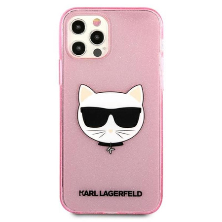 Karl Lagerfeld Choupette Head Glitter - Etui iPhone 12 Pro Max (różowy)