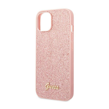 Guess Glitter Flakes Metal Logo Case – Etui iPhone 14 Plus (różowy)