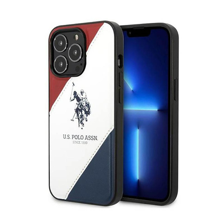 US Polo Assn Tricolor Embossed - Etui iPhone 14 Pro (biały)