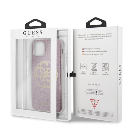 Guess Circle Glitter 4G - Etui iPhone 11 (różowy)