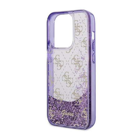 Guess Liquid Glitter Transculent 4G - Etui iPhone 14 Pro (Purpurowy)
