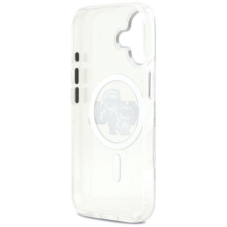 Karl Lagerfeld IML Glitter Karl & Choupette Sketch Logo MagSafe - Etui iPhone 17 (przezroczysty)