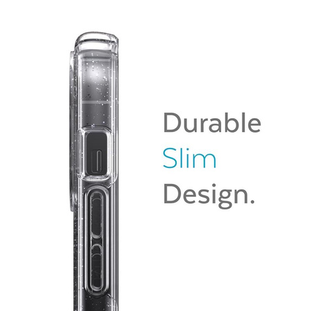 Speck Presidio Perfect-Clear with Glitter - Etui iPhone 13 Pro Max / iPhone 12 Pro Max z powłoką MICROBAN (Clear/Platinum Glitter)