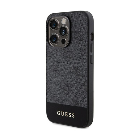 Guess 4G Bottom Stripe Metal Logo Collection - Etui iPhone 15 Pro (szary)