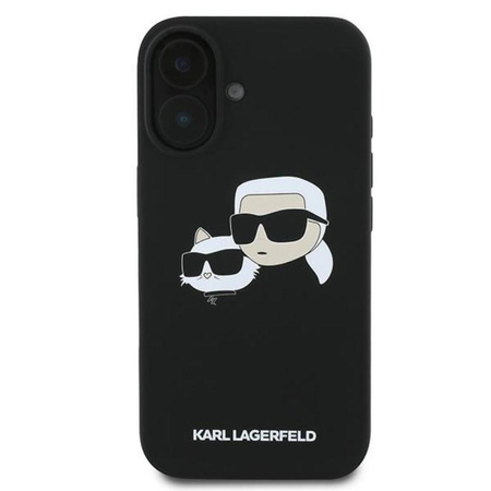 Karl Lagerfeld Silicone Double Heads Print MagSafe - Etui iPhone 16 Plus (czarny)