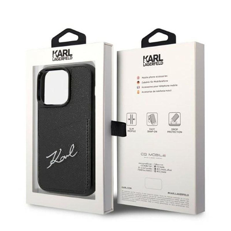 Karl Lagerfeld Signature Logo Cardslot - Etui iPhone 14 Pro (czarny)