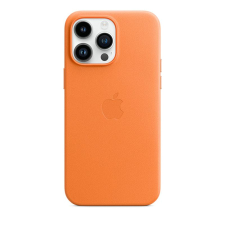 Apple Leather Case - Skórzane etui z MagSafe do iPhone 14 Pro Max (pomarańczowy)