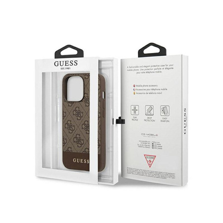 Guess 4G Bottom Stripe Collection - Etui iPhone 13 Pro Max (brązowy)