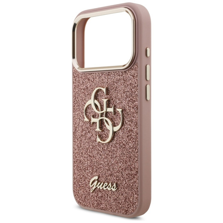 Guess Fixed Glitter Big 4G Metal Frame - Etui iPhone 17 Pro (różowy)