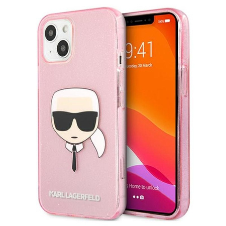 Karl Lagerfeld Karl’s Head Glitter - Etui iPhone 13 (różowy)