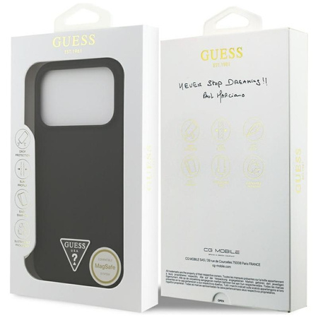 Guess Silicone Triangle Logo MagSafe - Etui iPhone 17 Pro Max (czarny)