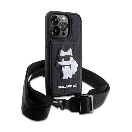 Karl Lagerfeld Crossbody NFT Saffiano Monogram Choupette - Etui iPhone 14 Pro (Czarny)