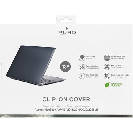 PURO Clip On - Obudowa Macbook Air 13" (M1 2021 / 2020 / 2018) (czarny)