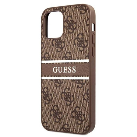 Guess 4G Printed Stripe - Etui iPhone 12 mini (brązowy)