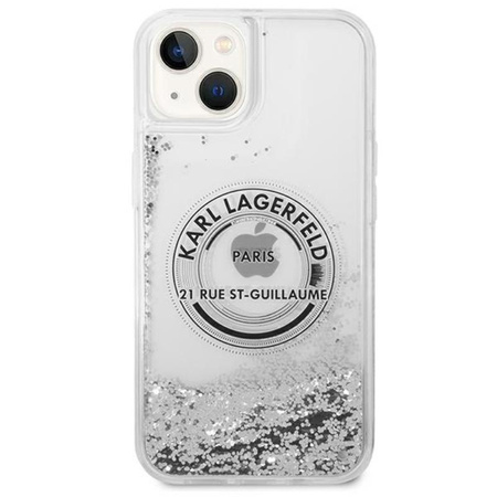 Karl Lagerfeld Liquid Glitter Round RSG Logo Case – Etui iPhone 14 (srebrny)