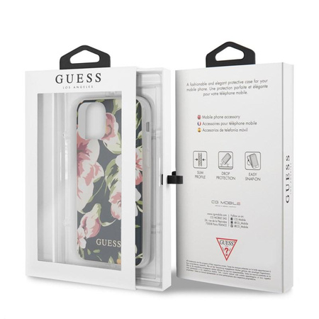 Guess Flower Shiny Collection N3 - Etui iPhone 11 Pro (Navy)