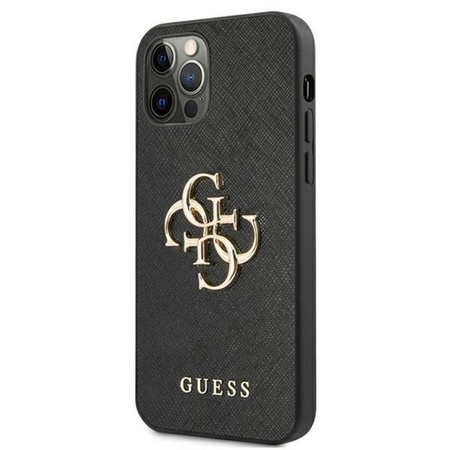 Guess Saffiano 4G Big Metal Logo - Etui iPhone 12 / iPhone 12 Pro (czarny)