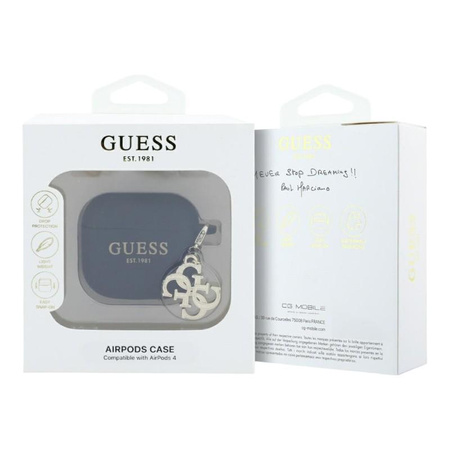 Guess Silicone 4G Charm - Etui AirPods 4 (czarny)