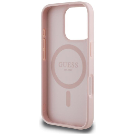 Guess Grained Printed Flower Pattern MagSafe - Etui do iPhone 16 Pro (różowy)