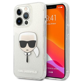Karl Lagerfeld Karl's Head Glitter - Etui iPhone 13 Pro (srebrny)