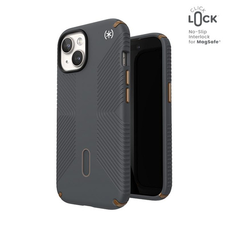 Speck Presidio2 Grip ClickLock & MagSafe - Etui iPhone 15 / iPhone 14 / iPhone 13 (Charcoal Grey/Cool Bronze)