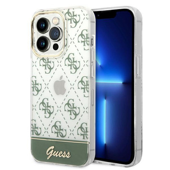 Guess 4G Stripe Script Logo Electroplated Pattern – Etui iPhone 14 Pro (khaki)