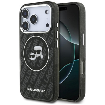 Karl Lagerfeld IML Glitter Karl & Choupette Heads Logo MagSafe - Etui iPhone 17 Pro (czarny)