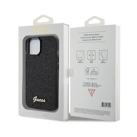 Guess Disco Metal Script - Etui iPhone 14 (czarny)