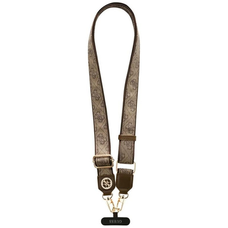 Guess Universal Crossbody Strap 4G Tether Patch Strass Metal Logo - Uniwersalny pasek / smycz do telefonu (brązowy)