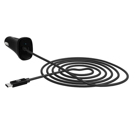 Kanex USB-C Car Charger - Ładowarka samochodowa z kablem USB-C, 3 A, 1.2 m + USB Port 1 A (Black)