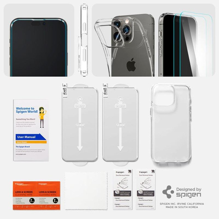 Spigen Crystal Pack - Zestaw etui + 2 x szkło do iPhone 14 Pro (Przezroczysty)