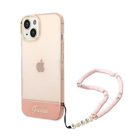 Guess Translucent Pearl Strap - Etui iPhone 14 Plus (różowy)