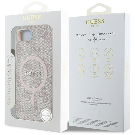 Guess 4G Ring Classic Logo MagSafe - Etui do iPhone 16e (różowy)