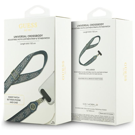 Guess Universal Crossbody Strap 4G Tether Patch Strass Metal Logo - Uniwersalny pasek / smycz do telefonu (niebieski)