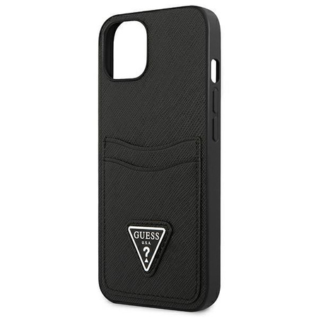 Guess Saffiano Double Card Triangle - Etui iPhone 13 (czarny)