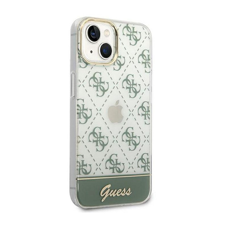 Guess 4G Stripe Script Logo Electroplated Pattern – Etui iPhone 14 (khaki)