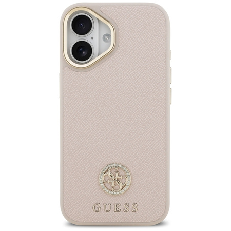 Guess Grained Strass Logo MagSafe - Etui iPhone 17 (różowy)