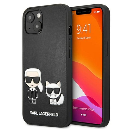 Karl Lagerfeld PU Leather Karl & Choupette Embossed - Etui iPhone 13 Mini (czarny)