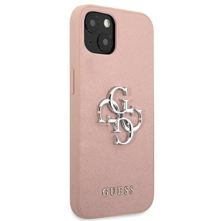 Guess Saffiano 4G Big Silver Logo - Etui iPhone 13 (różowy)