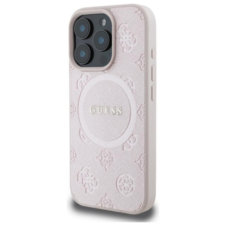 Guess Saffiano Peony Classic Logo MagSafe - Etui iPhone 16 Pro Max (różowy)