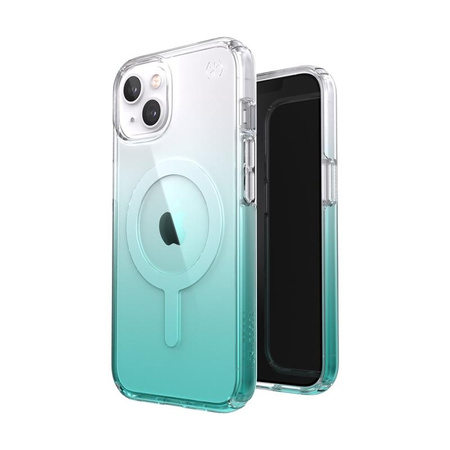Speck Presidio Perfect-Clear + Ombre + MagSafe - Etui iPhone 13 z powłoką MICROBAN (Clear/Fantasy Teal Fade)