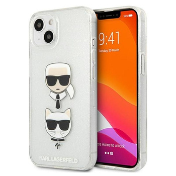 Karl Lagerfeld Glitter Karl & Choupette Head - Etui iPhone 13 (srebrny)