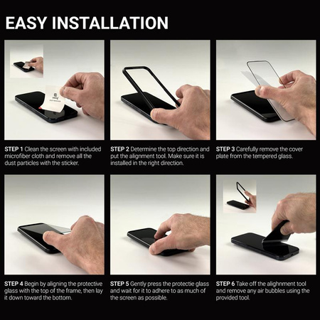 Crong Anti-Bacterial 3D Armour Glass – Szkło hartowane 9H na cały ekran iPhone 14 / iPhone 13 / iPhone 13 Pro + ramka instalacyjna