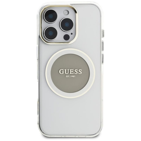 Guess IML Metal Colored Circle Classic Logo MagSafe - Etui do iPhone 16 Pro (szary)